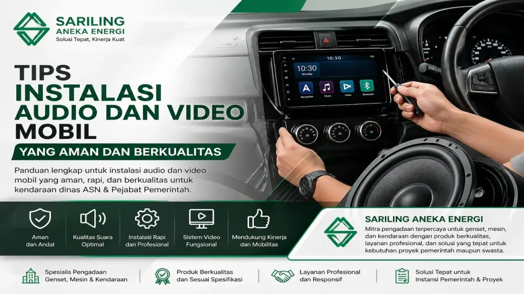 Instalasi audio dan video mobil yang aman dan berkualitas oleh Sariling Aneka Energi untuk kendaraan dinas