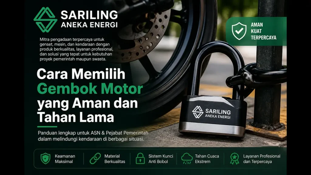 Cara memilih gembok motor yang aman dan tahan lama untuk meningkatkan keamanan kendaraan dengan produk berkualitas dari Sariling Aneka Energi