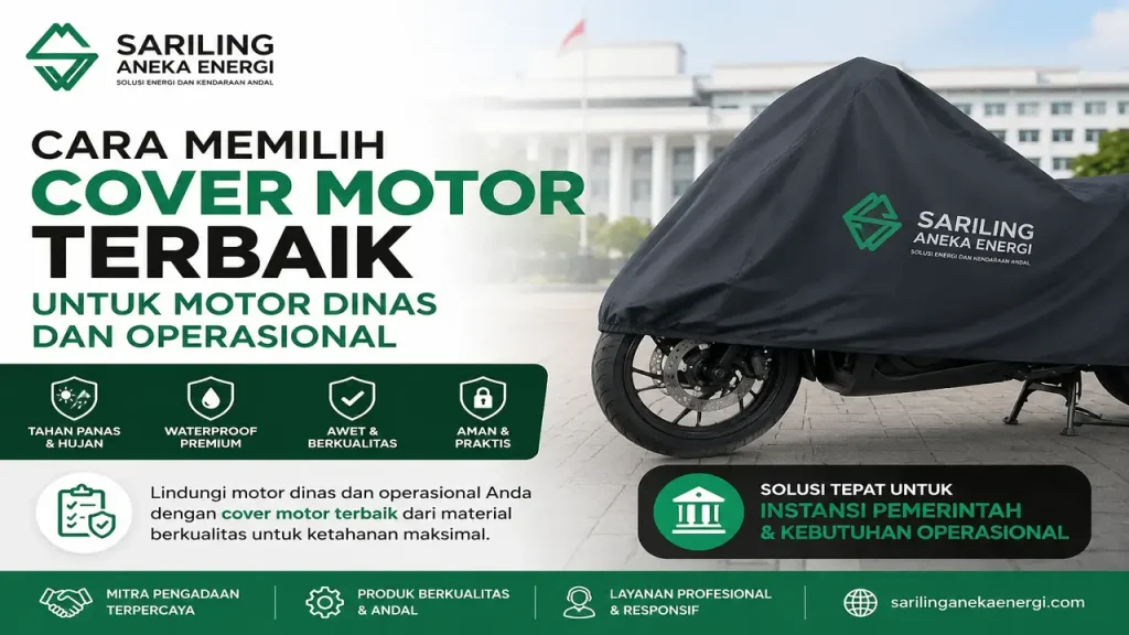 Cover motor terbaik untuk motor dinas dan operasional dari Sariling Aneka Energi tahan panas dan waterproof