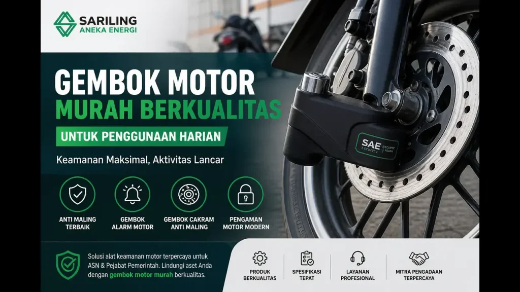 Gembok motor murah berkualitas dengan fitur anti maling dan alarm untuk penggunaan harian dari Sariling Aneka Energi
