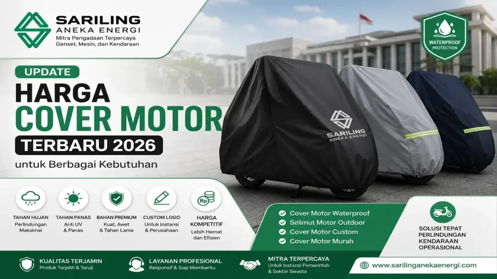 Harga cover motor terbaru 2026 untuk kebutuhan outdoor dan waterproof oleh Sariling Aneka Energi