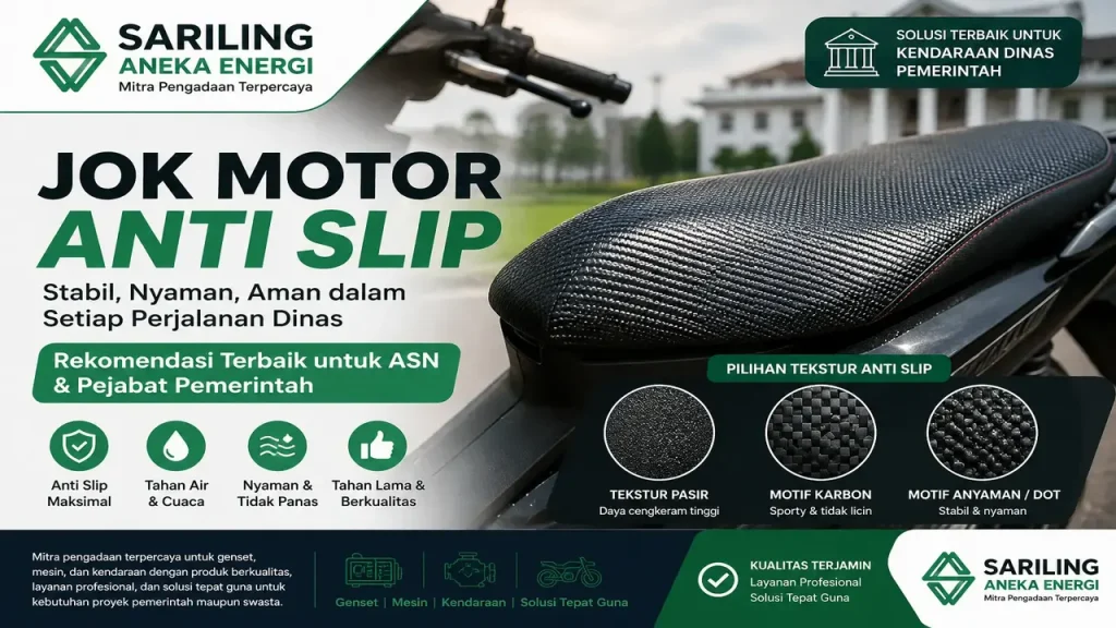 Jok motor anti slip untuk ASN dan pejabat pemerintah dari Sariling Aneka Energi