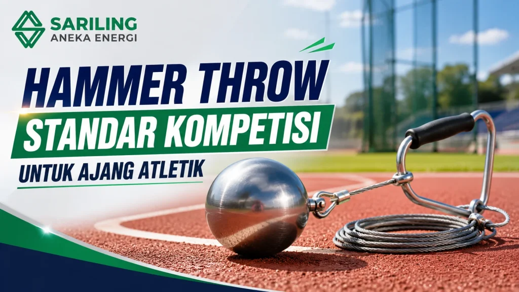 Ilustrasi Hammer throw standar kompetisi untuk ajang atletik resmi dengan spesifikasi sesuai standar perlombaan
