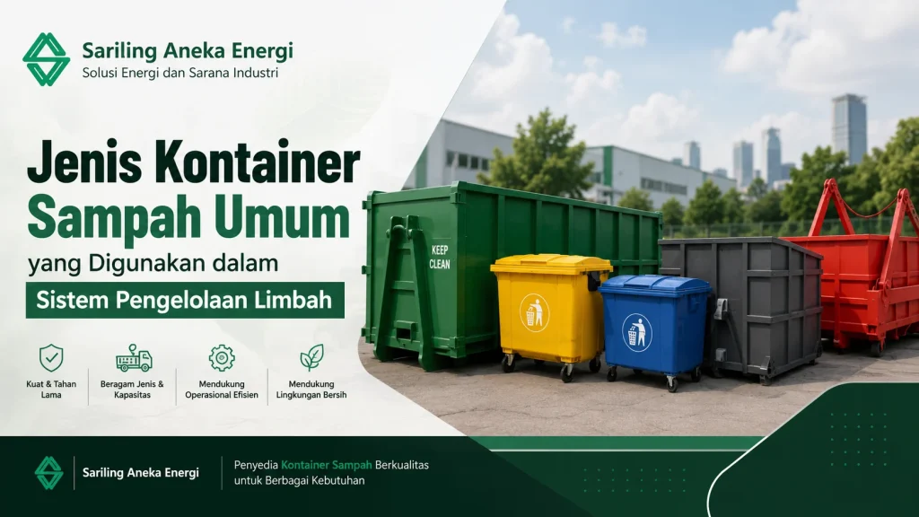 Ilustrasi gambar jenis kontainer sampah umum yang digunakan dalam sistem pengelolaan limbah