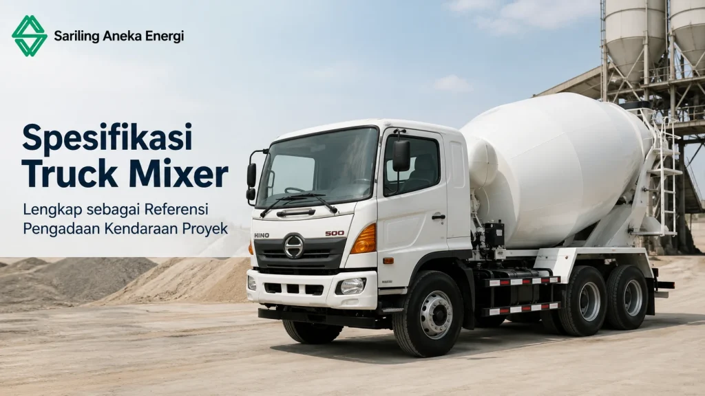 Ilustrasi Gambar Spesifikasi Truck Mixer Lengkap sebagai Referensi Pengadaan Kendaraan Proyek untuk ilustrasi kendaraan mixer beton
