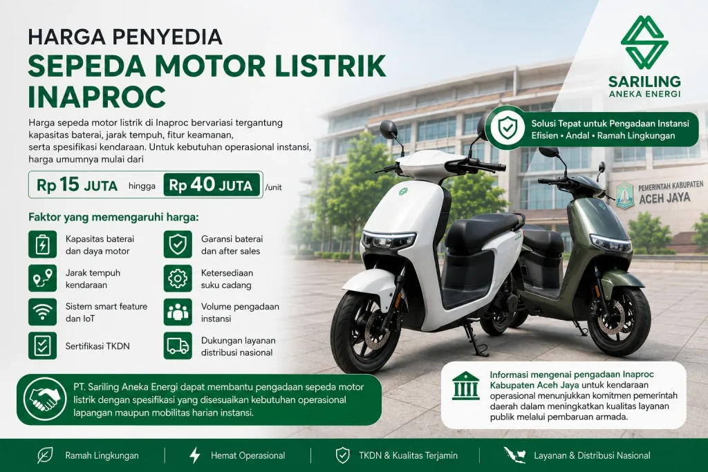 Harga penyedia sepeda motor listrik Inaproc untuk kebutuhan pengadaan instansi bersama Sariling Aneka Energi