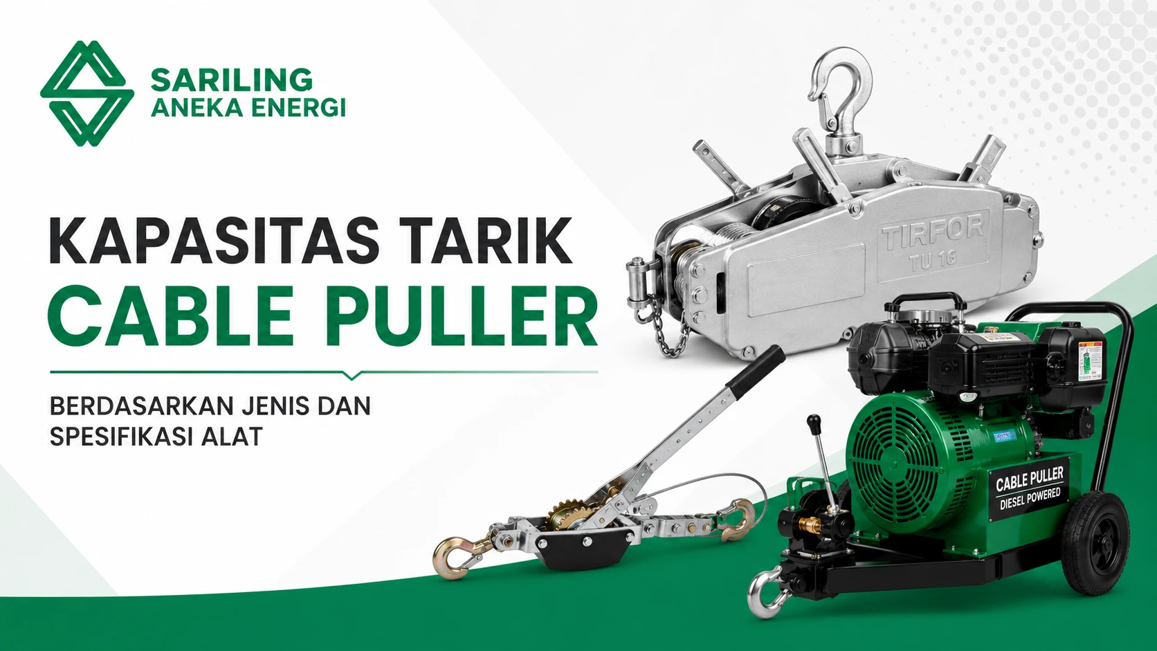 Wire Rope Tarik Kapasitas Tarik Cable Puller Berdasarkan Jenis Alat