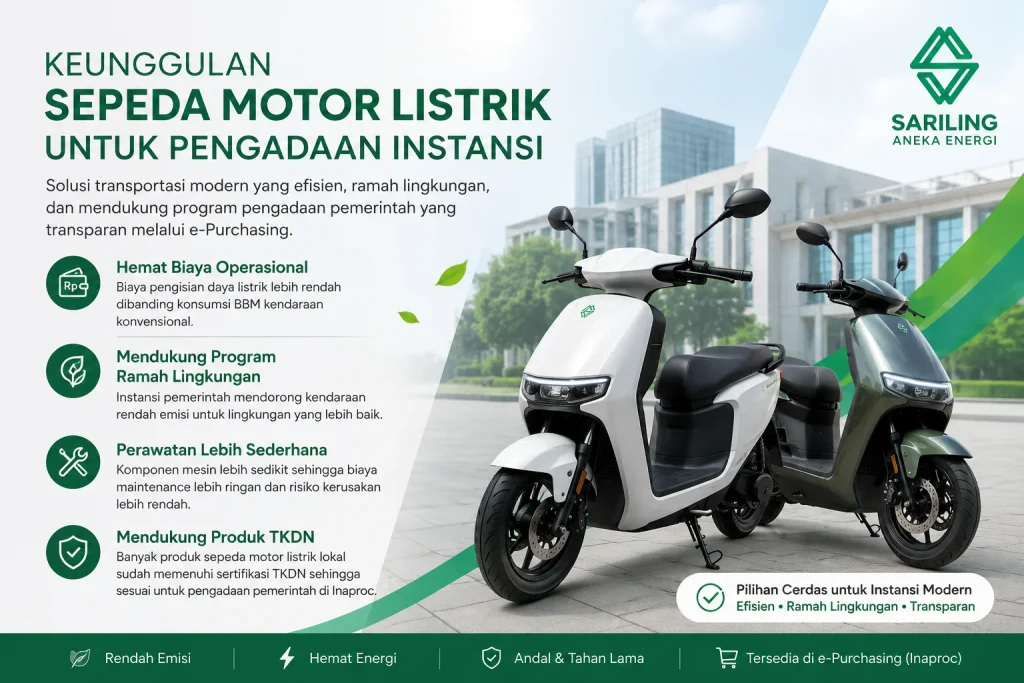 Keunggulan sepeda motor listrik untuk pengadaan instansi melalui Inaproc bersama Sariling Aneka Energi