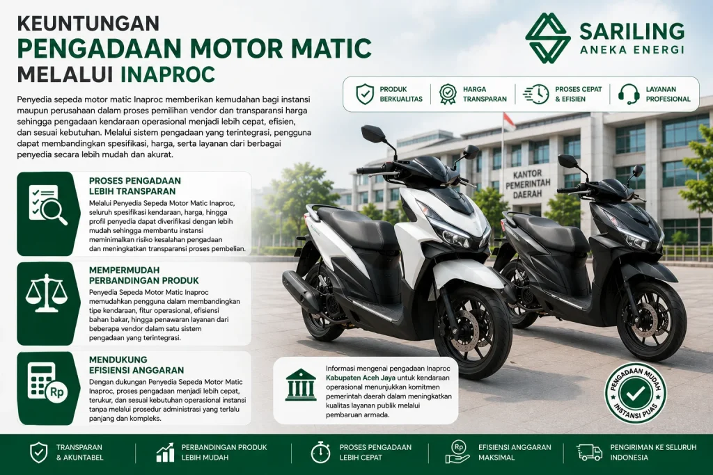 Keuntungan pengadaan motor matic melalui Inaproc bersama Sariling Aneka Energi untuk kebutuhan operasional instansi