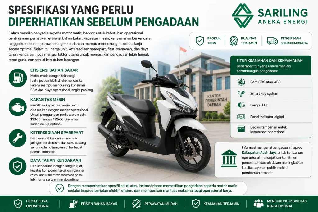 Spesifikasi sepeda motor matic yang perlu diperhatikan sebelum pengadaan Inaproc bersama Sariling Aneka Energi