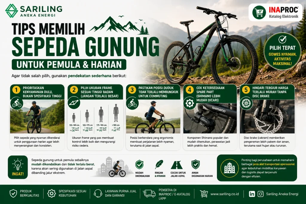Tips memilih sepeda gunung untuk pemula dan penggunaan harian yang nyaman dan aman