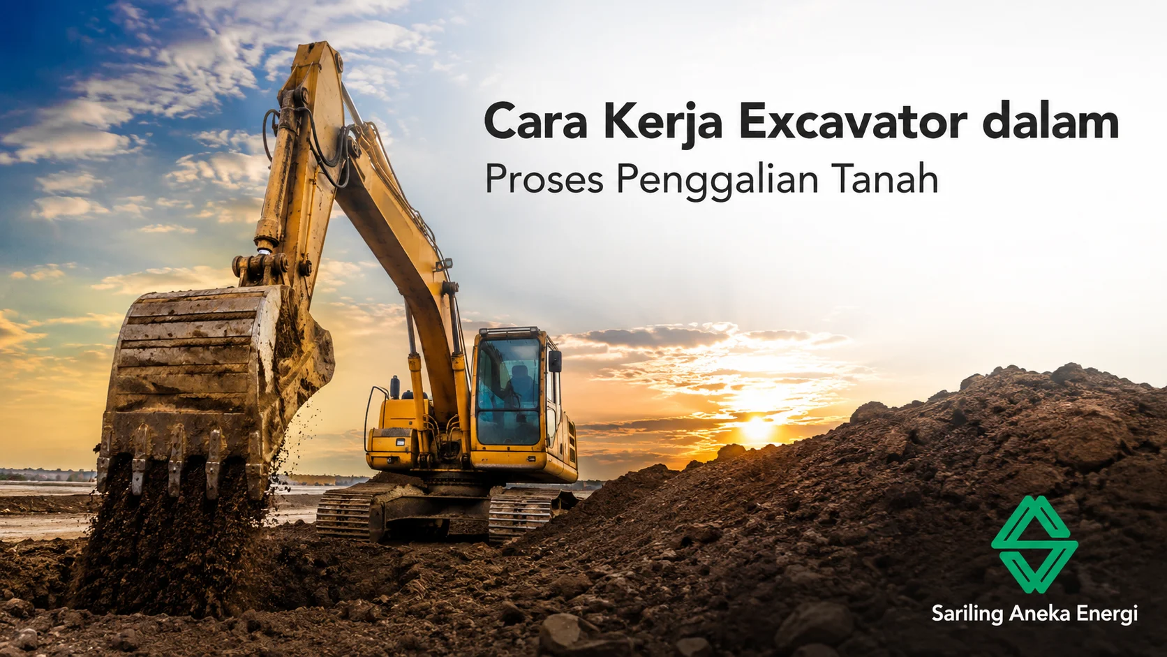 Excavator menggali tanah menggunakan sistem hidrolik pada area proyek konstruksi
