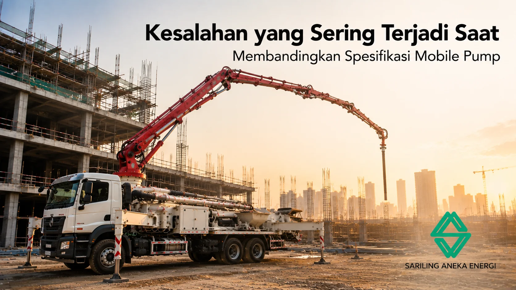 Mobile pump pada proyek konstruksi dengan spesifikasi yang disesuaikan untuk mendukung proses pengecoran beton secara optimal