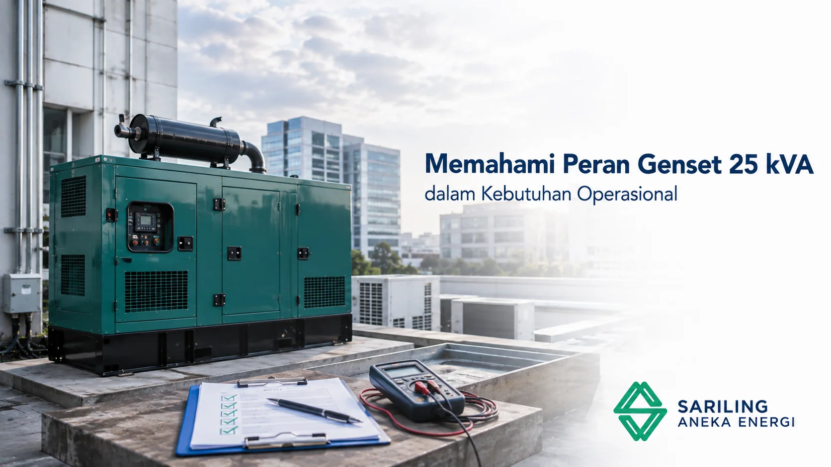 Genset 25 kVA sebagai sumber listrik cadangan untuk mendukung kebutuhan operasional berbagai fasilitas